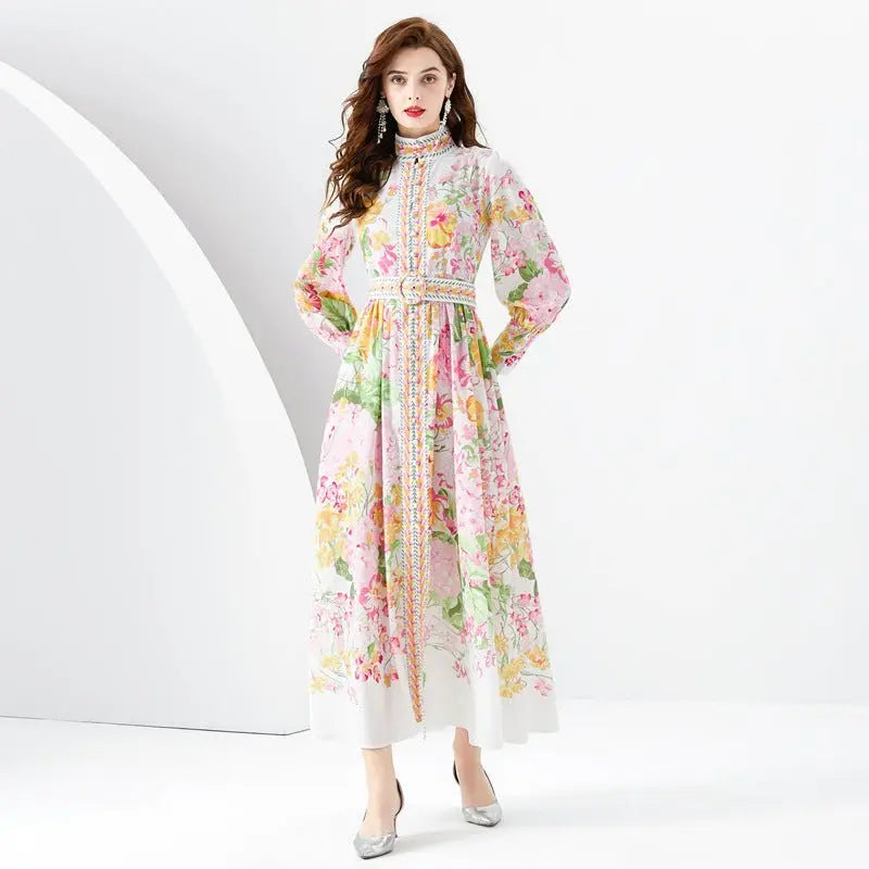 Long Retro Printed Dress Women MyQualityproduct.shop