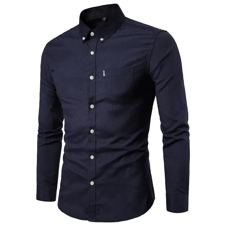 Men S Shirts Korean Men Slim Long Sleeve Dress Shirt MyQualityproduct.shop