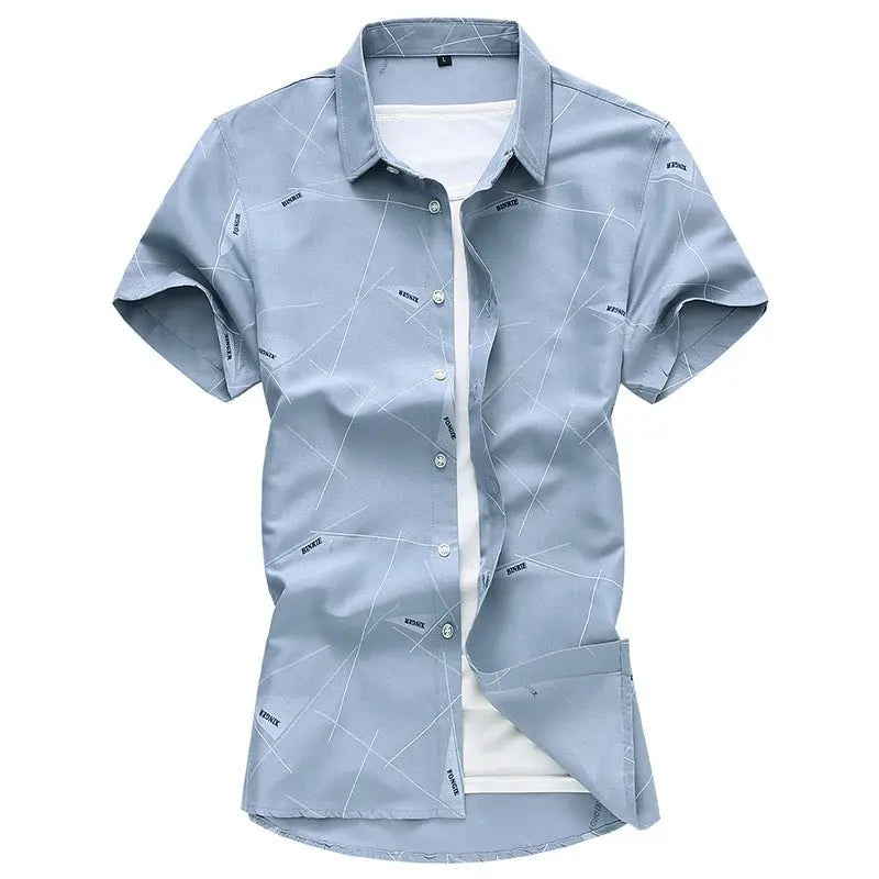 Men Short Sleeve Cotton Flower Shirt Mens Dress Shirts MyQualityproduct.shop