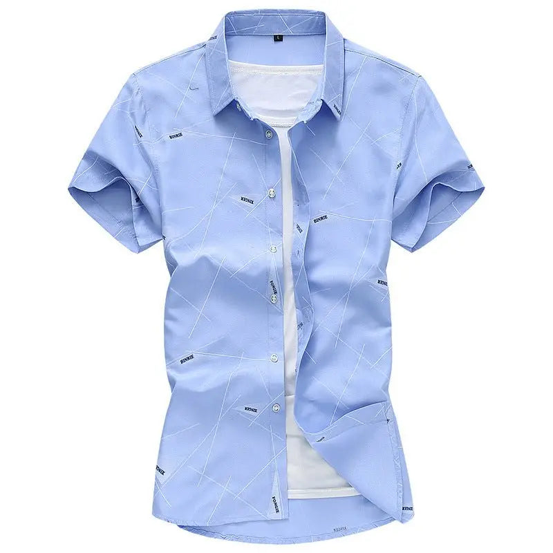 Men Short Sleeve Cotton Flower Shirt Mens Dress Shirts MyQualityproduct.shop