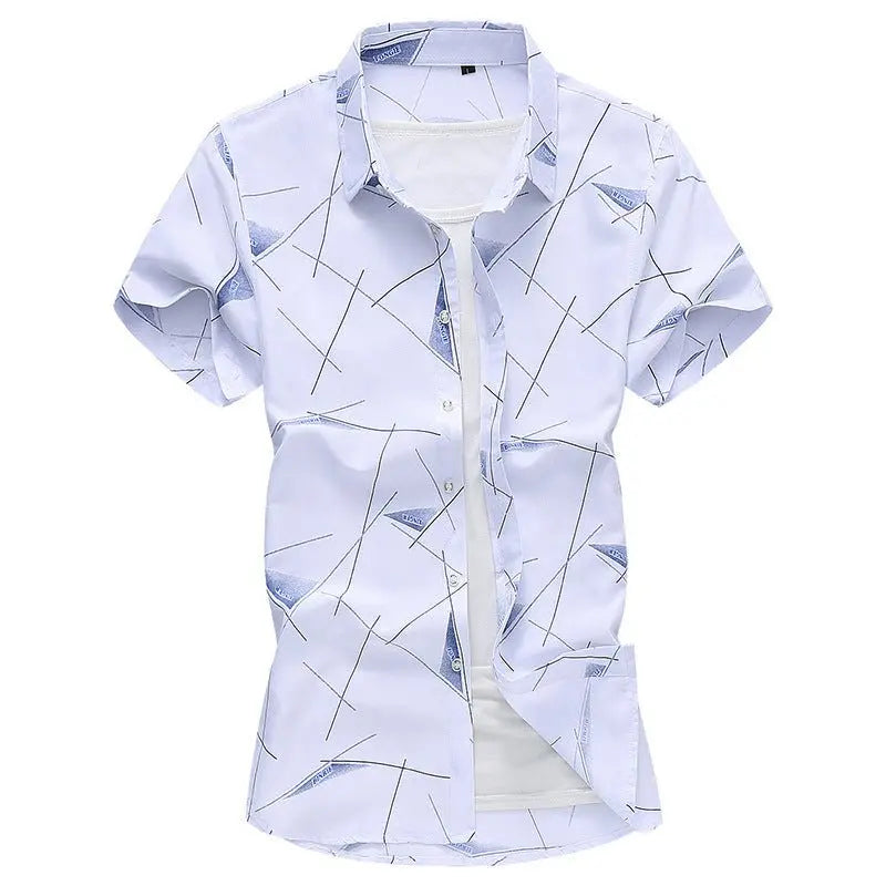 Men Short Sleeve Cotton Flower Shirt Mens Dress Shirts MyQualityproduct.shop