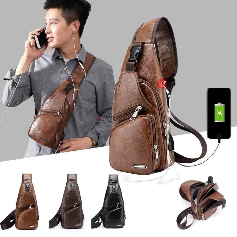 Men USB Charging Bag Men Chest Bag For Custom PU PVC Shoulder Bag Diagonal Package Messenger Travel Bag Cross Body Bags MyQualityproduct.shop