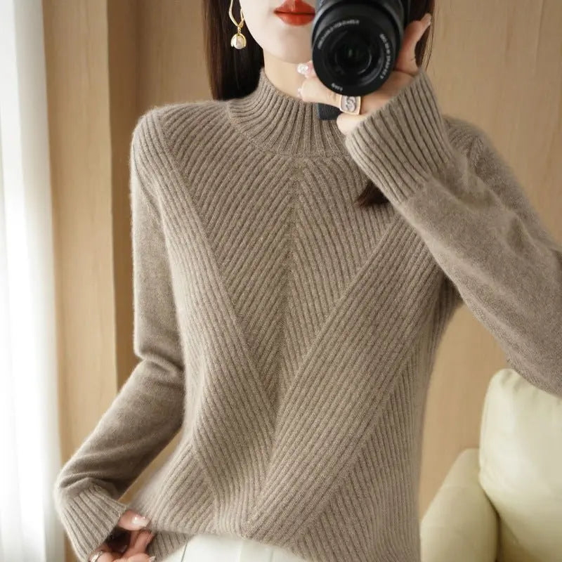 New Autumn And Winter Sweaters Women's Half Turtleneck MyQualityproduct.shop