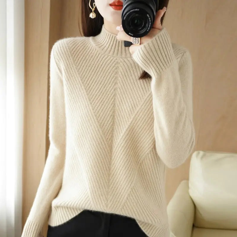 New Autumn And Winter Sweaters Women's Half Turtleneck MyQualityproduct.shop