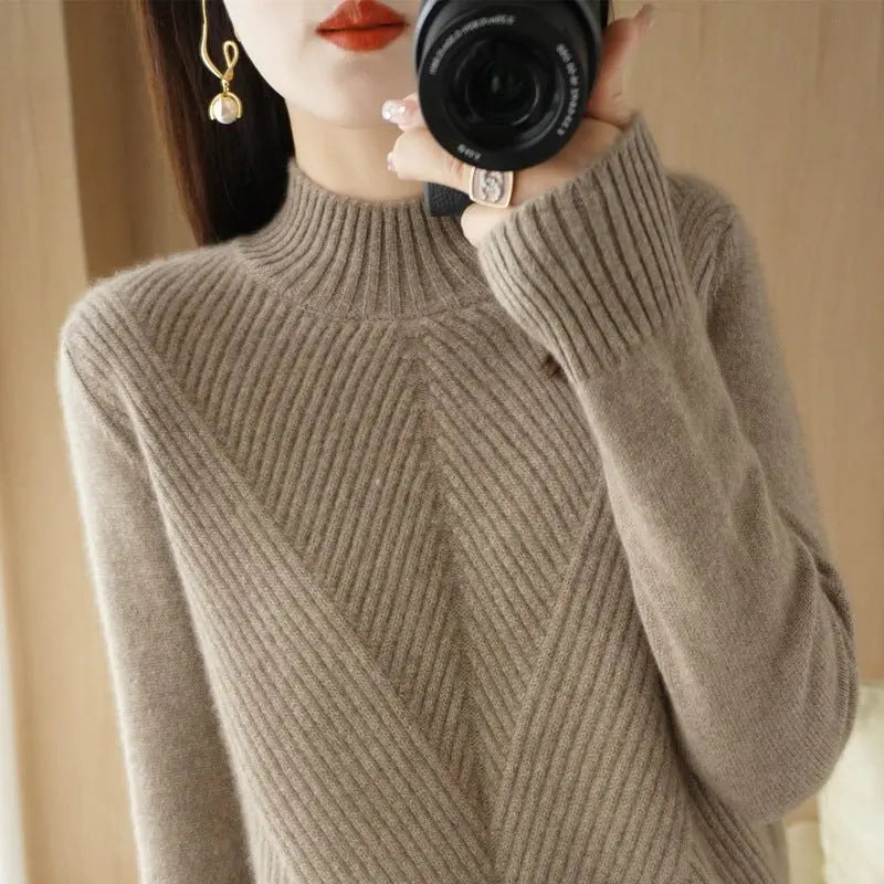 New Autumn And Winter Sweaters Women's Half Turtleneck MyQualityproduct.shop