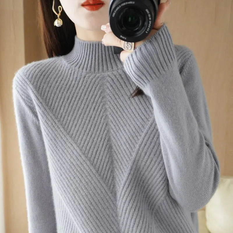 New Autumn And Winter Sweaters Women's Half Turtleneck MyQualityproduct.shop