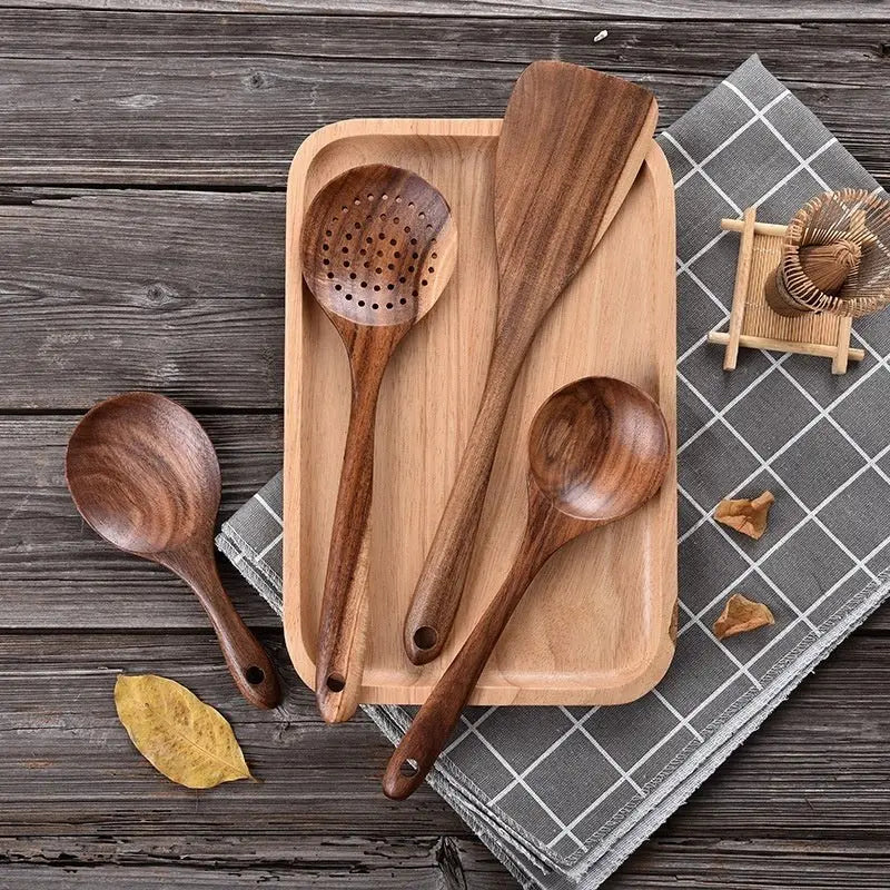 Non Stick Teak Cooking Spatula Set Of Seven Pieces MyQualityproduct.shop