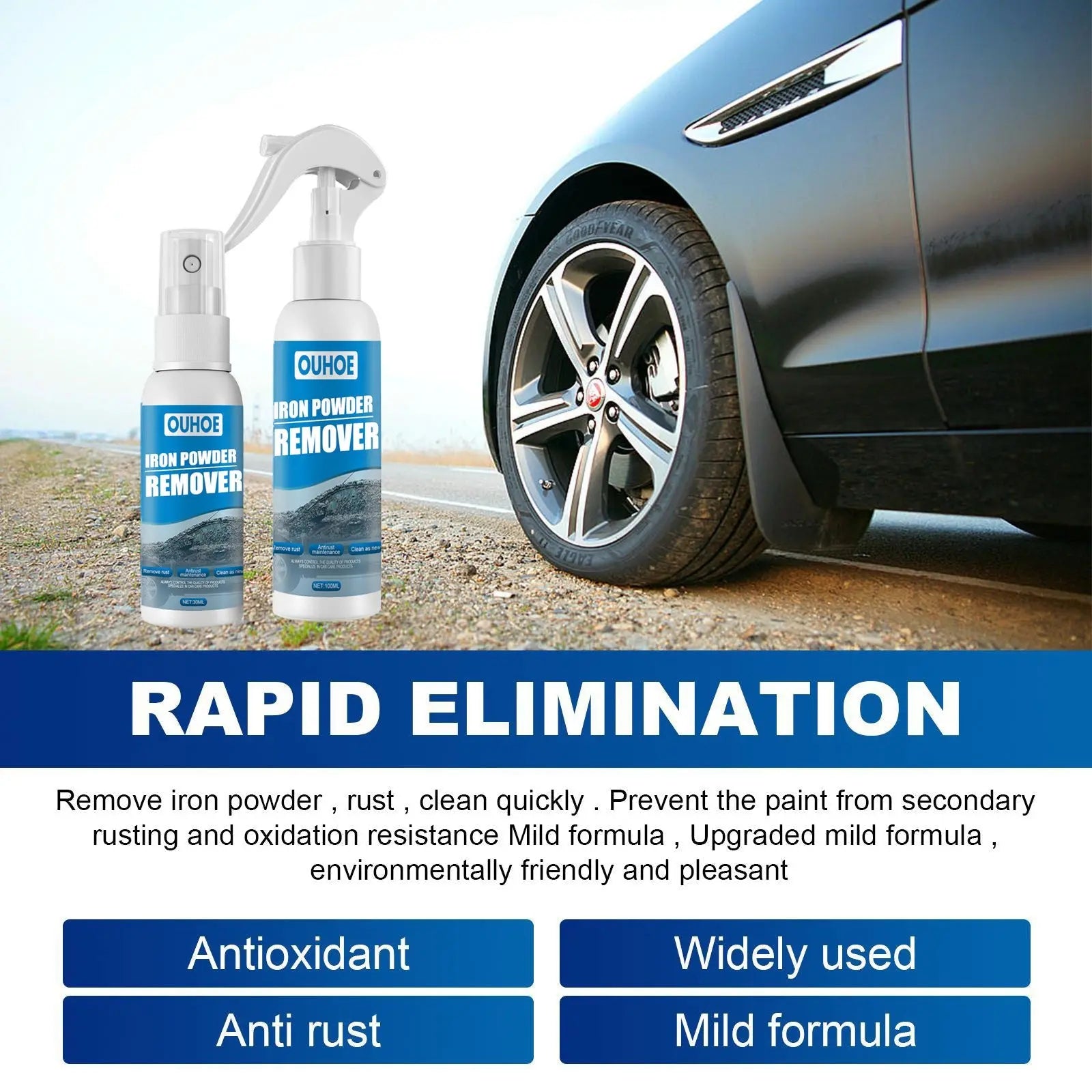 OUHOE Auto Iron Powder Rust Remover Spray Rust Remover Auto Products Stain Remover Rust Remover Cleaning Products MyQualityproduct.shop