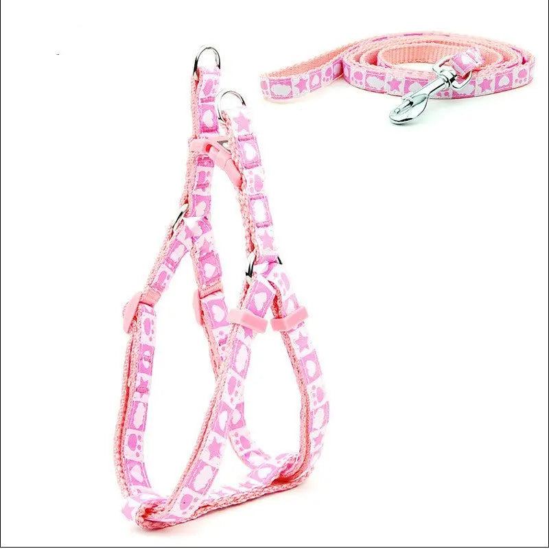 Pet Dog Bone Printing Harness And Leash Set Summer - MyQualityproduct.shop