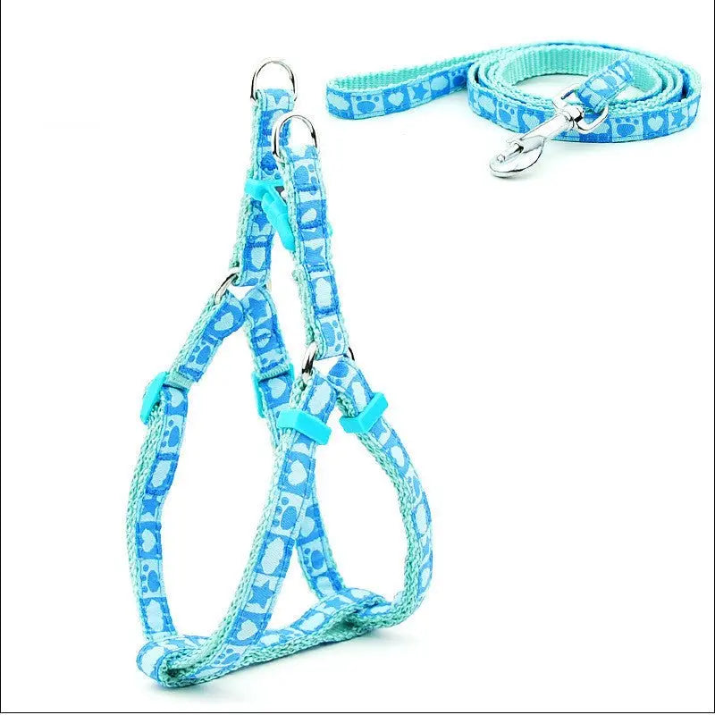 Pet Dog Bone Printing Harness And Leash Set Summer - MyQualityproduct.shop