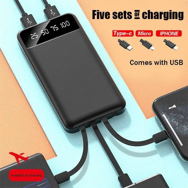 Portable Power Bank 10000mAh Power Bank - With 4 Built-in Cables Power Bank MyQualityproduct.shop