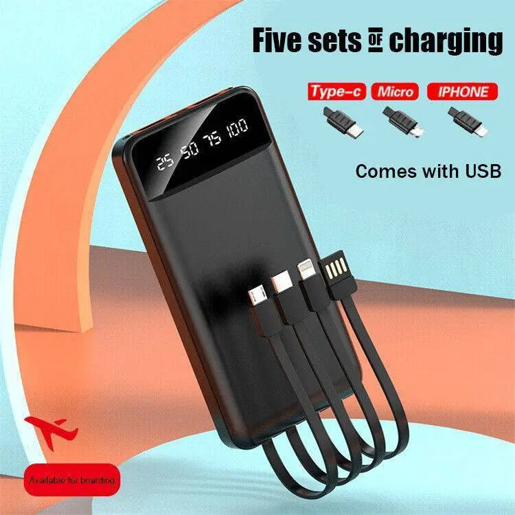 Portable Power Bank 10000mAh Power Bank - With 4 Built-in Cables Power Bank MyQualityproduct.shop