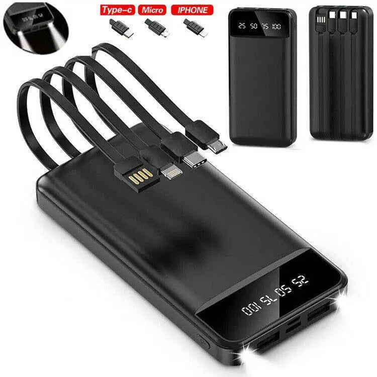 Portable Power Bank 10000mAh Power Bank - With 4 Built-in Cables Power Bank MyQualityproduct.shop