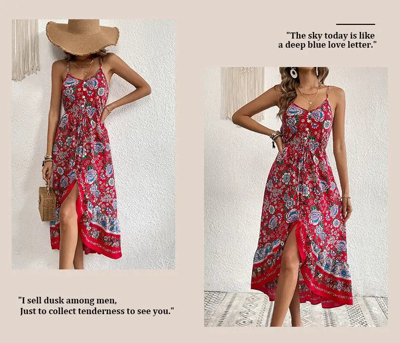 Printed Dress Sling Dress Women MyQualityproduct.shop