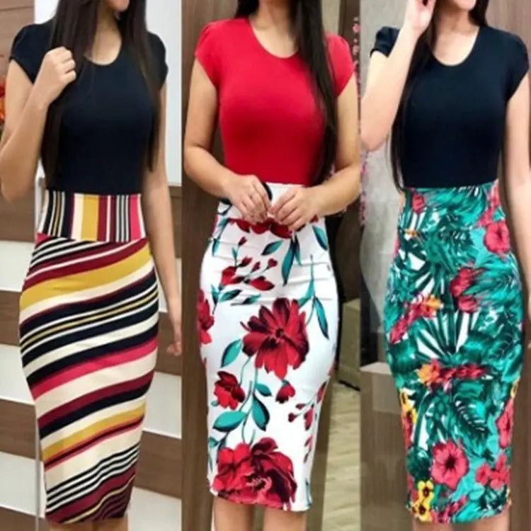 Printed Office Midi Pencil Dress Large Women Dress MyQualityproduct.shop