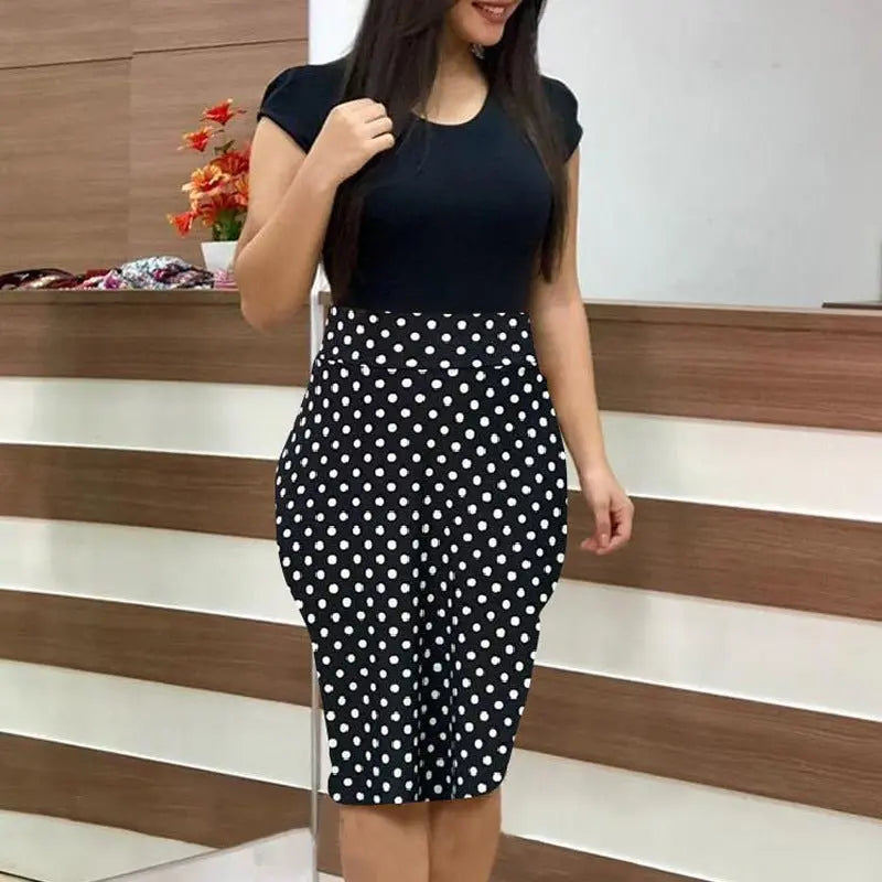 Printed Office Midi Pencil Dress Large Women Dress MyQualityproduct.shop