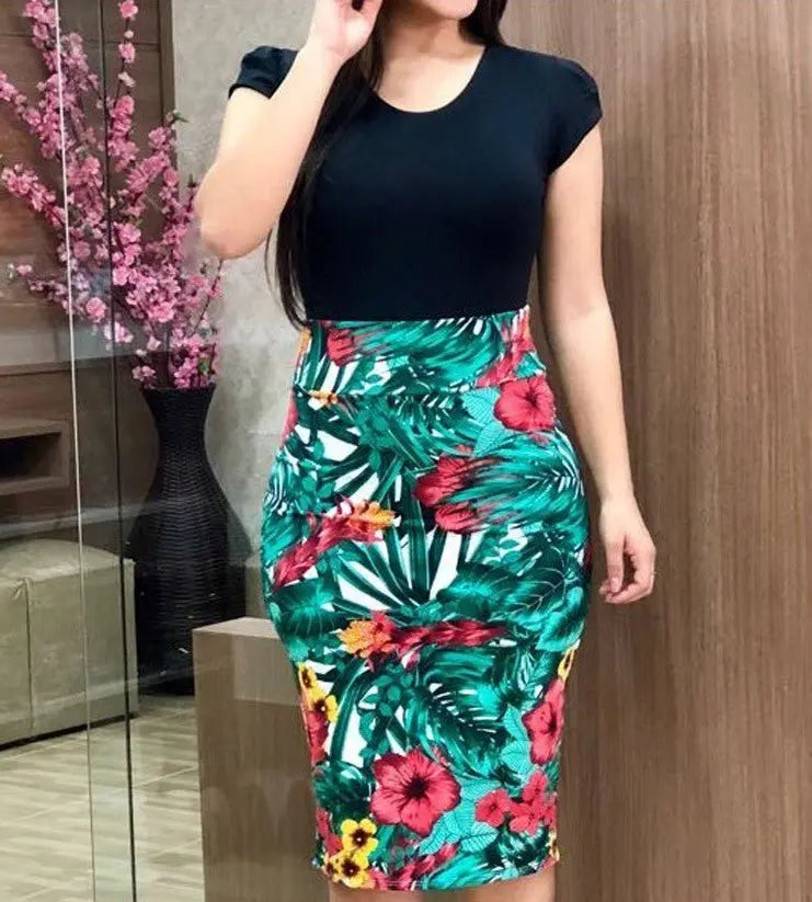 Printed Office Midi Pencil Dress Large Women Dress MyQualityproduct.shop