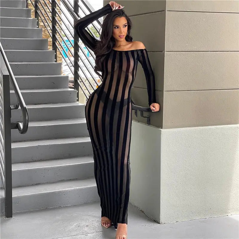 Striped Slim Dress For Women MyQualityproduct.shop