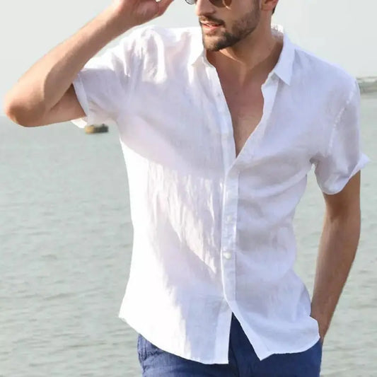 Summer Short-sleeved Shirt Casual Button Tops Men Clothing MyQualityproduct.shop