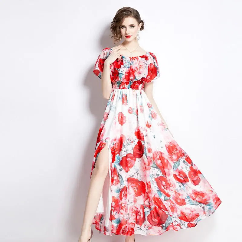 Summer Split Chiffon Dress Women MyQualityproduct.shop