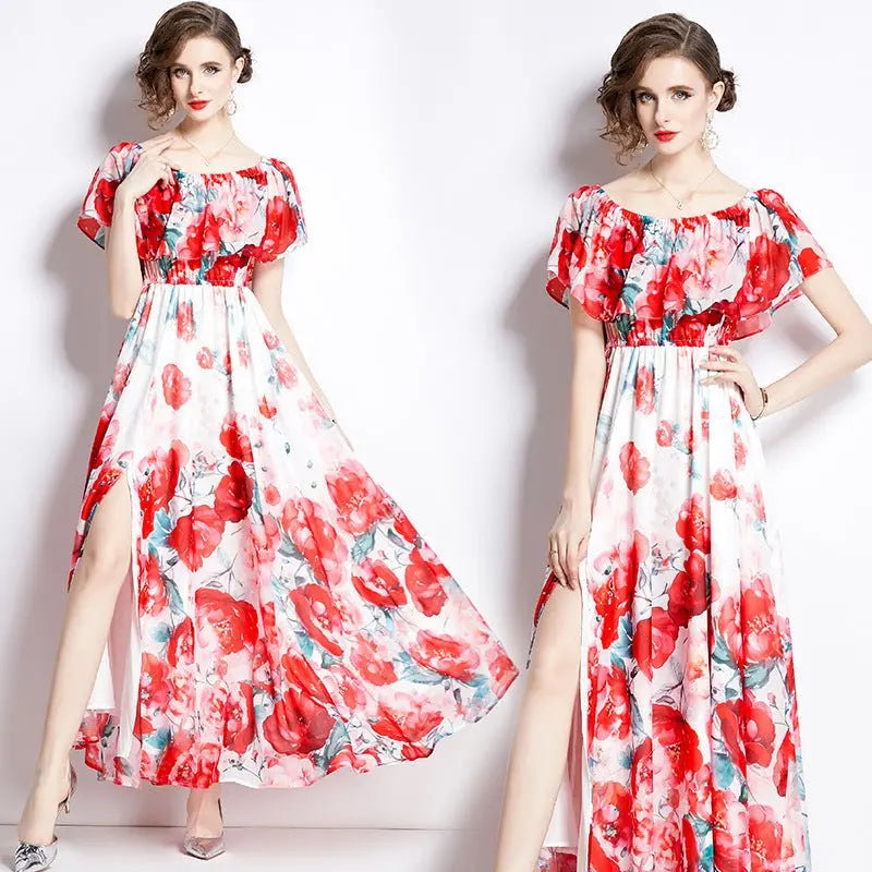 Summer Split Chiffon Dress Women MyQualityproduct.shop