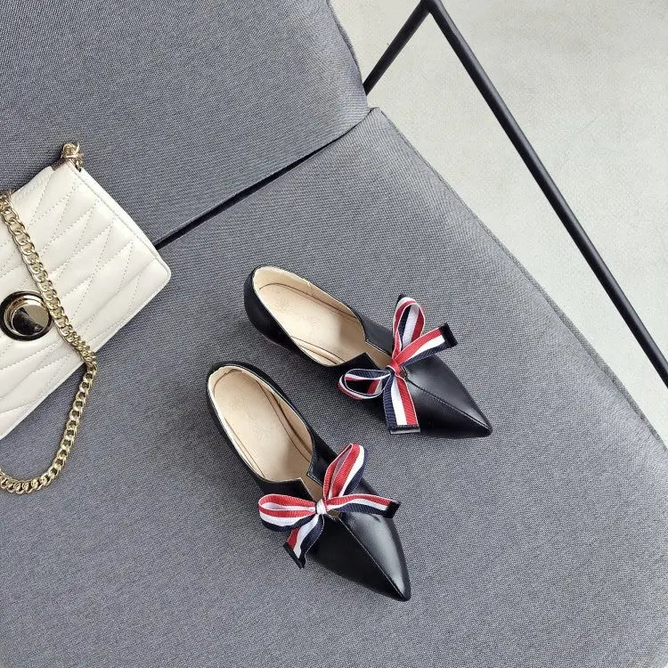 Thick heel bowknot single shoe MyQualityproduct.shop