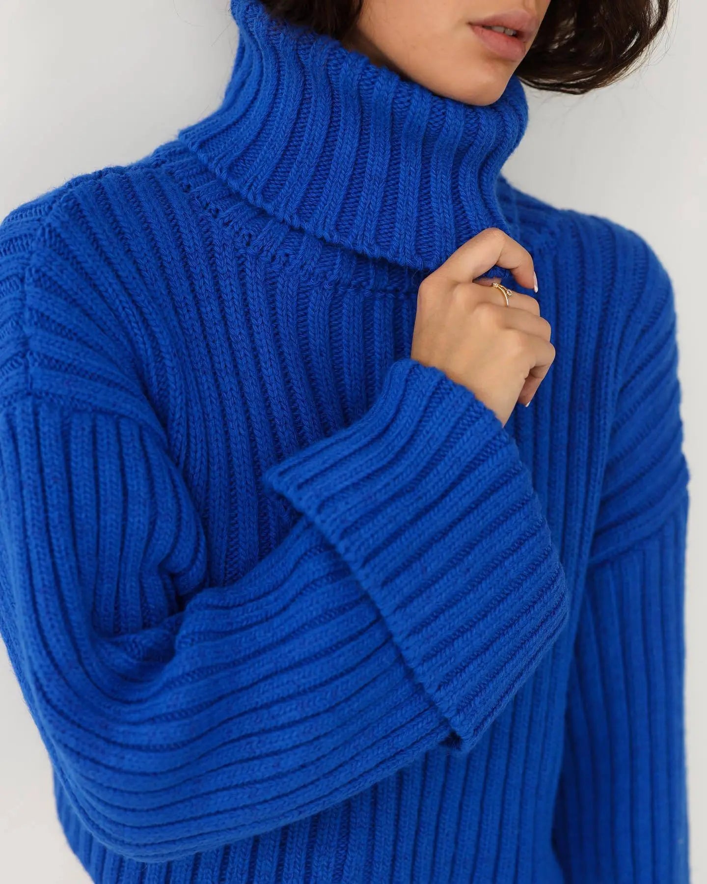 Turtleneck Sweaters Women's Clothing Striped Short Style MyQualityproduct.shop