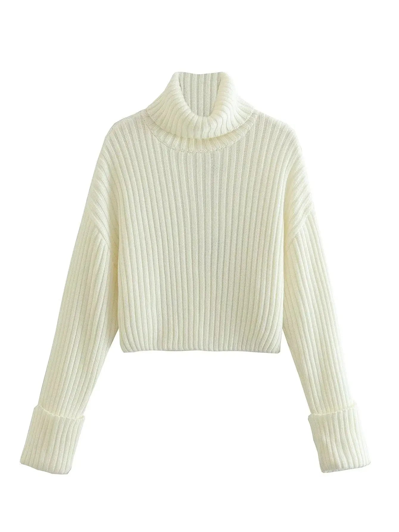 Turtleneck Sweaters Women's Clothing Striped Short Style MyQualityproduct.shop