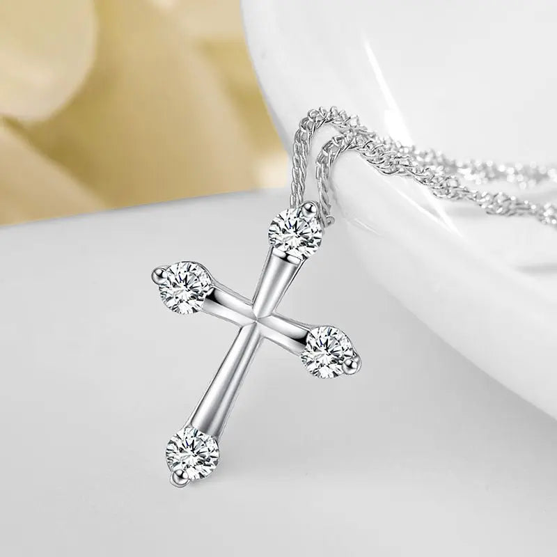 White Zircon Cross pendant, fashion with European and American style necklace accessories MyQualityproduct.shop