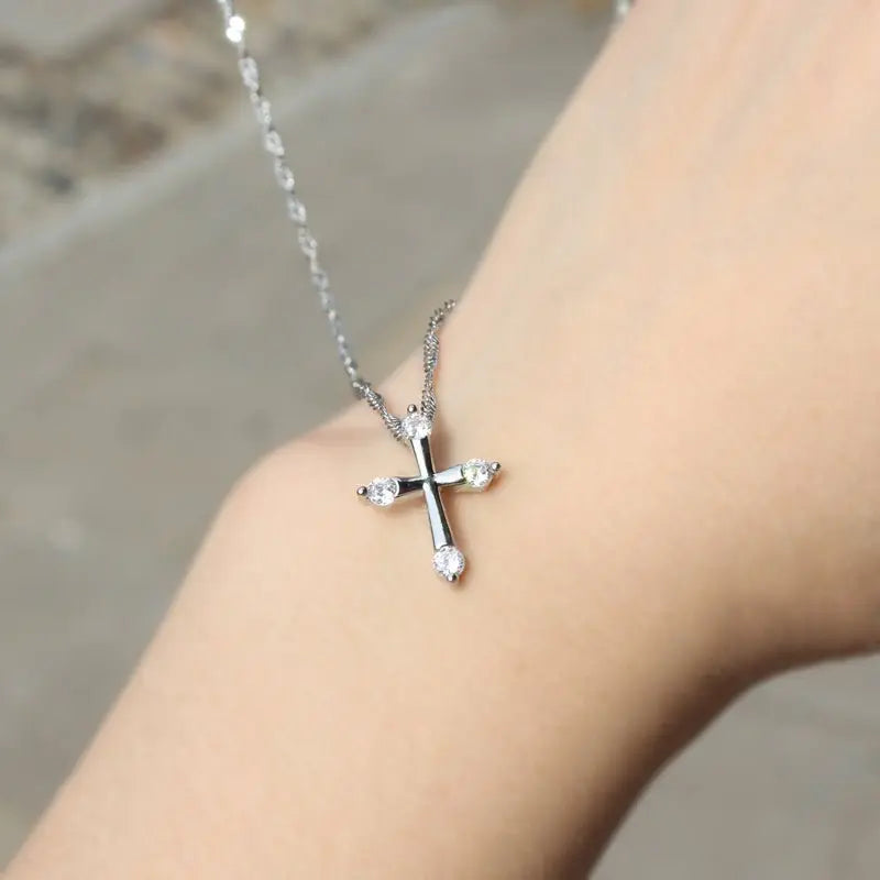 White Zircon Cross pendant, fashion with European and American style necklace accessories MyQualityproduct.shop