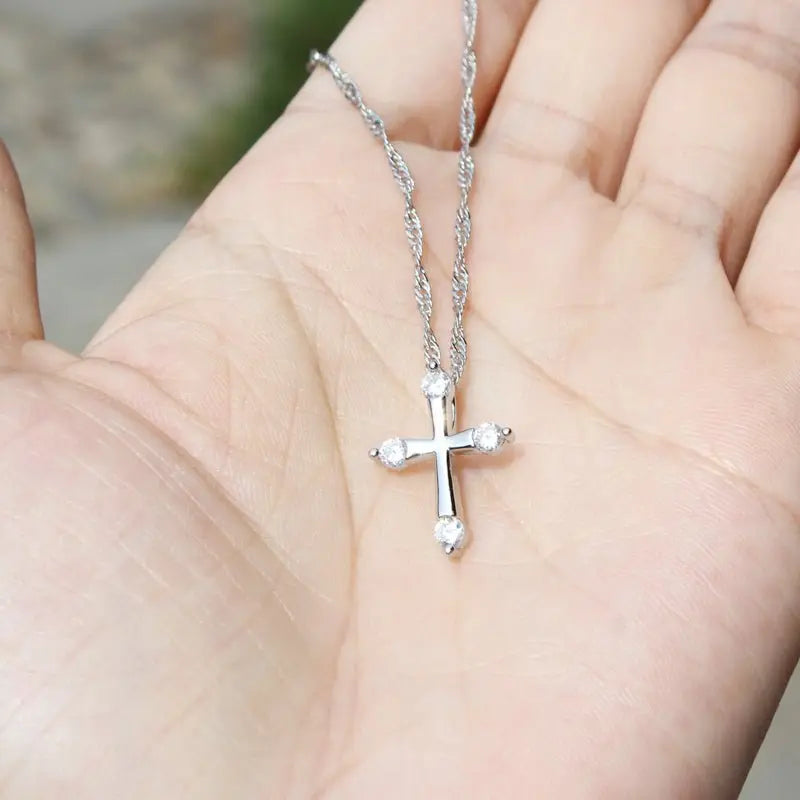 White Zircon Cross pendant, fashion with European and American style necklace accessories MyQualityproduct.shop