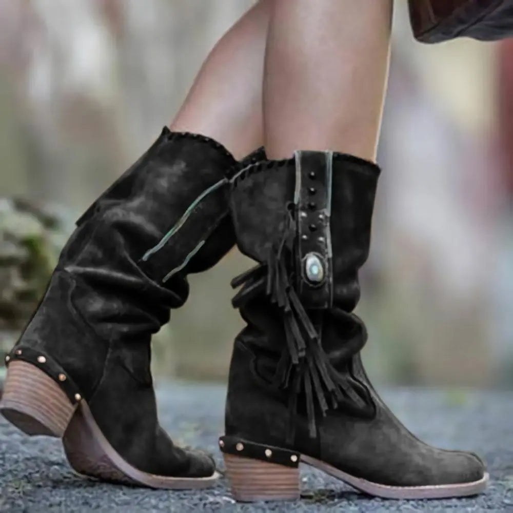 Woman Square Heel Shoe Booties MyQualityproduct.shop