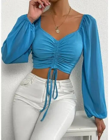 Women V-neck Mesh Sexy Top MyQualityproduct.shop