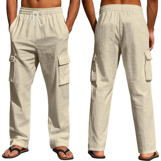 Workwear Multi-pocket Straight Linen Men's Trousers Fashion Mens Clothing Men Clothing Men Wears - MyQualityproduct.shop