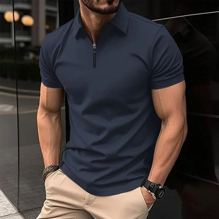 Zipper And Lapel Top Polo Shirt Men MyQualityproduct.shop